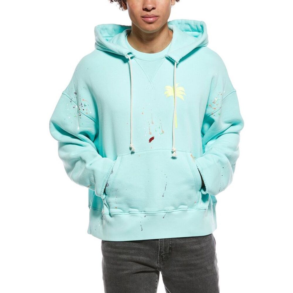 Palm Angels Mens  Hooded Sweatshirt, Blue